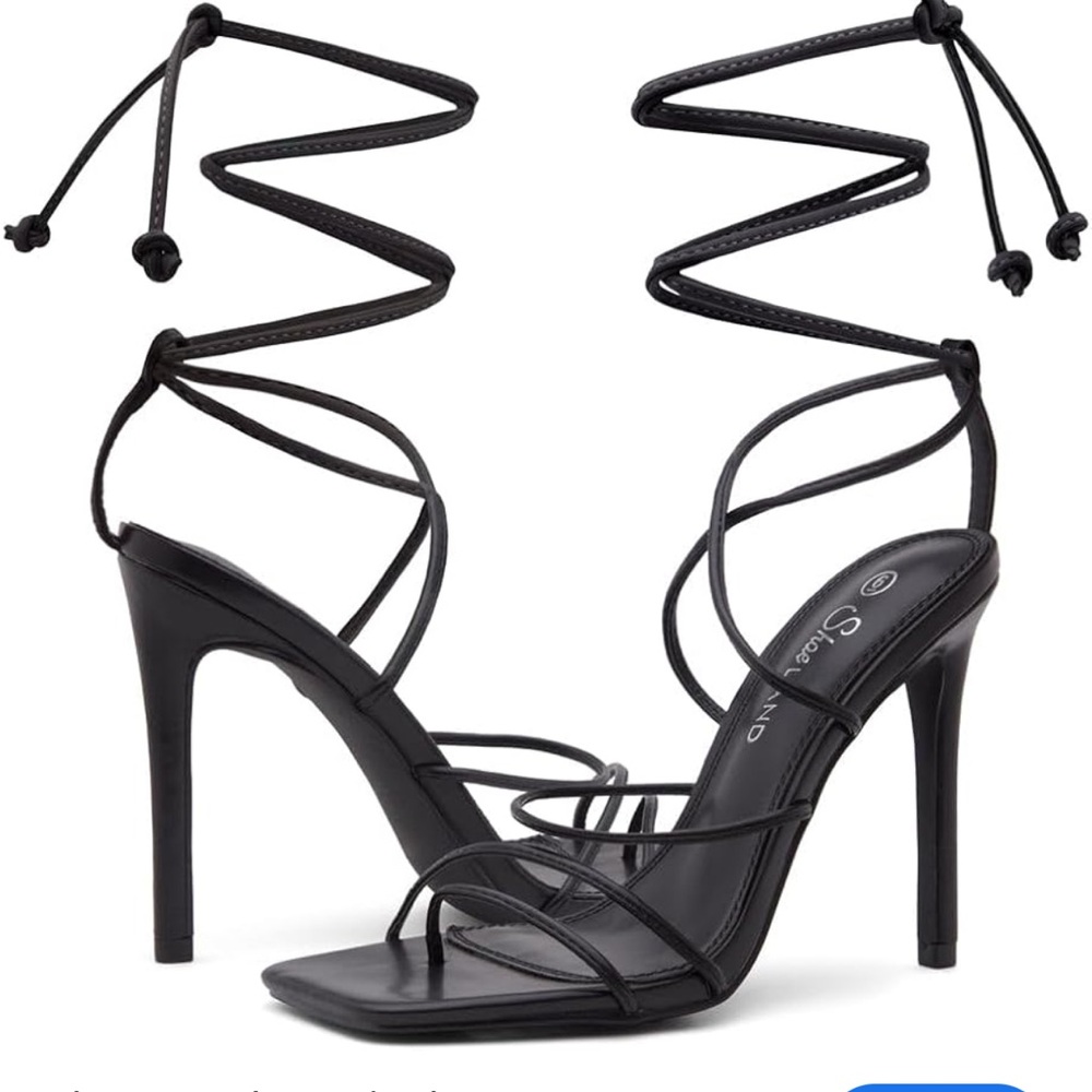 Women's Black Lace-Up Heels